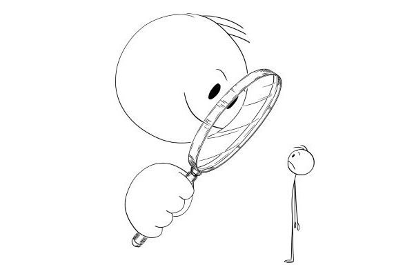 Caricature d'un homme curieux de ses semblables