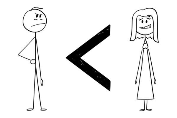 Caricature sur l'inégalité des sexes et l'infériorité du mâle